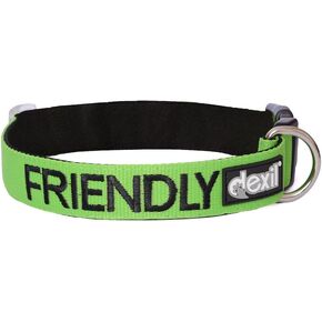 Friendly Green Color Coded S-M L-XL Buckle Dog Collar (Known As Friendly) Prevents Accidents by Warning Others of Your Dog in Advance (L-XL 15-25" Lx1.5 W)