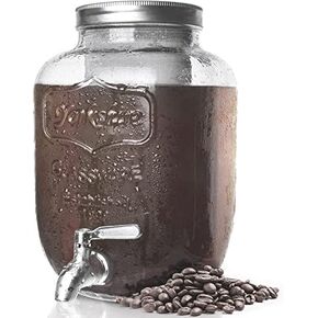 1 Gallon Cold Brew Coffee Maker with Thick Glass Carafe & Stainless Steel Mesh Filter and Spigot - Premium Iced Coffee Maker, Cold Brew Pitcher & Tea Infuser