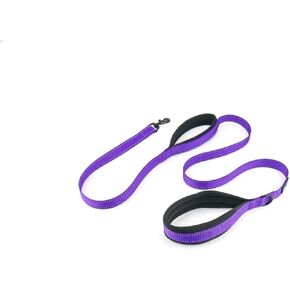 Soft & Thick 5FT Double Handle Leash with Neoprene Padded Handle for Small to Medium Dog (Vibrant Purple)