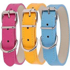 Classic PU Cat Collars, 3 Pack Leather Cat Collar with Bells for Girl Boy Female Male kitten, Breakaway Collar for Cats kitty Pet with Sturdy Buckle, D-Ring and Removable Bell(5.9" - 9")