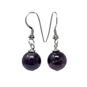 Handmade Womens Ball Earrings 12mm Natural Gemstone Sterling Silver Dangle Drop Earrings for Women Girls Ideal gift for Her (Deep Pink)