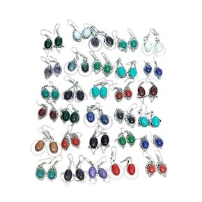 Lot Assorted Chunky Dangle Drop Earrings -10 Pairs Bezel Set Multi Stone Crystal Earrings Silver Plated Bulk Earring For Women Mix Crystal Earrings Jewelry Gift Her Lot Gemstone Earring By Silverekh