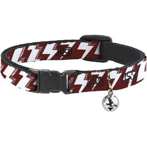 Cat Collar Breakaway Lightning Bolts Sketch Red White 8 to 12 Inches 0.5 Inch Wide