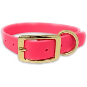 Regal Dog Products Medium Pink Waterproof Dog Collar with Gold Buckle, Resilient and Durable Materials, Comfortable Design - for Small, Medium, and Large Breed Dogs