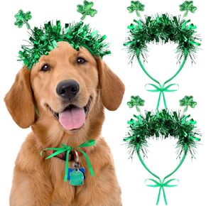 Green Shamrock Dog Headband 2 Pieces Irish Dog Outfits for Small Dogs St Patricks Day Accessories St Patricks Day Headband PET Shamrock Headband