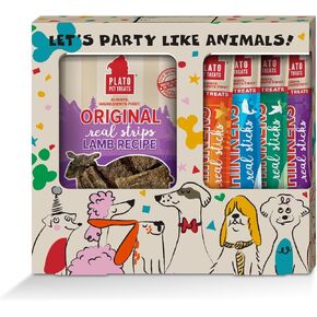 PLATO Pet Treats Air Dried Dog Treats Celebration Gift Box - Gifting for All Occasions - 5-Count Dog Treats