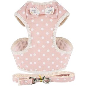 Harness and Leash Set, Adjustable Pet Chest Strap with Leash, Easy Walk Harness(M), Pink for Small and Medium Dogs