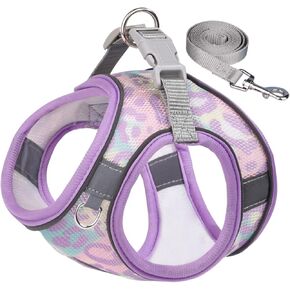 Dogs Kingdom Reflective Adjustable Pet Harness - Step in Dog Harness with Breathable Mesh for All Weather - No Pull Escape Proof Vest Harness - Easy to Put on,Purple,XXS