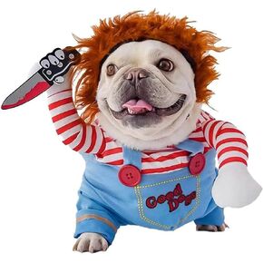 Pet Deadly Doll Dog Costume, Funny Dog Cosplay Novelty Halloween Costumes, Cute Dog Clothes for Small Medium Large Dogs Cats, Puppy Party Dress Up Apparel Outfit (Small)