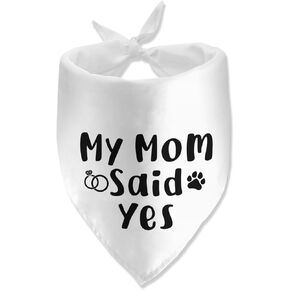 My Mom Said Yes Wedding Engagement Valentine's Dog Bandana Pet Scarf Bibs Accessories for Dog Wedding Bandana Gift for Dog Lover Wedding Photo Props Accessories