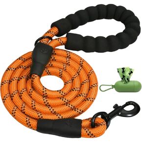 Dog Leash with Comfortable Padded Handle, Highly Reflective Threads Dog Leash forSmall Medium and Large Dogs-Orange 1/2'' x 6 FT (18~120 lbs