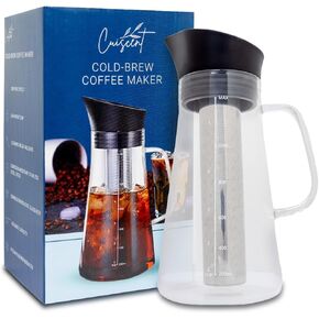 Cold-Brew Coffee Maker, 1350ml capacity,Stainless Steel 304 filter, includes cleaning brush
