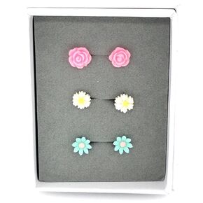 Metal Free Hypoallergenic Plastic Post Earrings Gift Set (Pastels)