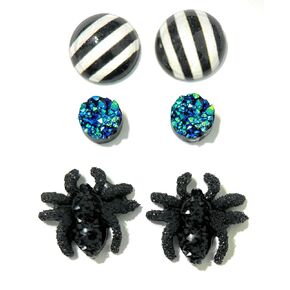 Hypoallergenic Halloween Spider Set Stud Earrings on Plastic Posts