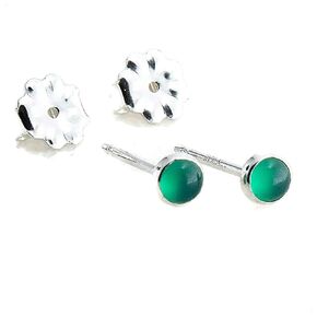 Sterling Silver Tiny Post Stud Piercing Earrings for Cartilage Tragus Helix Multiple Piercing Hypoallergenic Birthstone Jewelry for Women Bezel Set (Moonstone 3mm | Faceted)