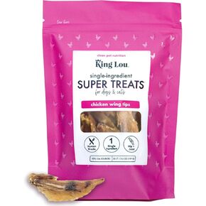 King Lou Pets - Whole Chicken Wing Tips - Dehydrated Raw Chicken Dog Treats and Cat Treats - USA-Made Pet Treats - Rich in Collagen, Glucosamine, Chondroitin for Hip and Joint Health - 30 Count
