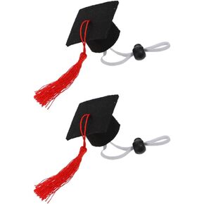 Abaodam Yellow Decor Pet Graduation Caps with Red Tassel 2Pcs Dog Graduation Party Hats Small Animal Graduation Costume Mini Bachelor Hats for Guinea Pig Cat Puppy Hamster Headband Set