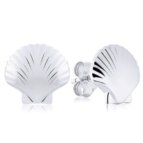 Seashell Fashion Stud Earrings – Sterling Silver Shell Charm Jewelry