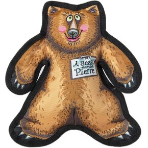 FUZZU Wild Woodies Dog Chew Toy | A Bear Named Pierre Dog Toy | Durable Squeaky Dog Toy | Dog Chew Toy | Rugged Dog Toy | Medium | 9"