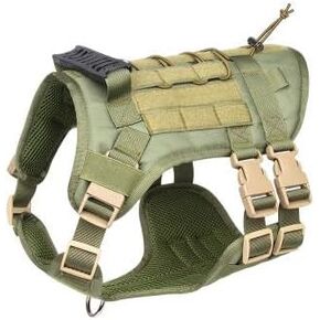 Dog Tactical Vest Harness - for Walking, Training, Camping, Hiking, Hunting – Military Style – Comfortable - Breathable - Reinforced - Very Resistant (Green, Medium)