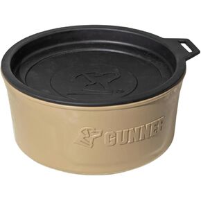 Gunner Dog Bowl with Spill-Proof Travel Lid- K9 Companion Food & Water Bowl, Lightweight Rust-Proof & Shock Resistant Stackable Bowl, Leak Resistant Nesting Lid, BPA Free (Tan)