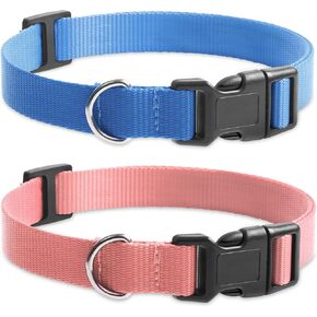 Modern Stylish Nylon Dog Training Replacement Collars, 2-Pack 3/4" Wide 27" Length Replacement Collar for Shock Collar Adjustable & Comfortable Dog Collars for Small Medium Large Dogs(Pink & Blue)
