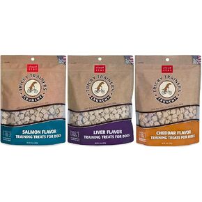 Cloud Star Crunchy Tricky Trainers 3 Flavor Variety Dog Treats Bundle: (1) Cloud Star Crunchy Tricky Trainers Cheddar Flavor, (1) Cloud Star Crunchy Tricky Trainers Liver Flavor, and (1) Cloud Star