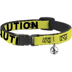 Buckle-Down Cat Collar Breakaway Caution Yellow Black 8 to 12 Inches 0.5 Inch Wide