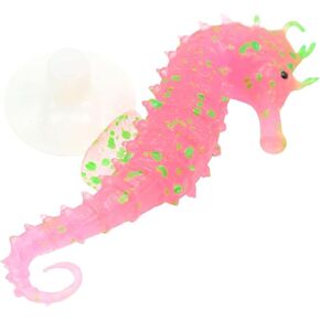 Red Aquarium Decor Luminous Artificial Soft Seahorse Hippocampus Fish Tank Ornament Exquisite Popular Aquarium Pipe Decoration Fixed by Invisible Line and Sucker