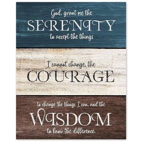 Simple Inspiring Serenity Courage Wisdom Prints, 1 (8x10) Unframed Photos, Christian Quotes Wall Art Decor Gifts for Home Office Work Garage Studio School Library College Student Teacher Coach Fans