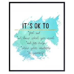 Light Blue Inspirational Wall Art - Motivational Wall Decor Poster - Positive Quotes Wall Art - Uplifting Gifts for Women - Encouragement Gifts for Women - Self Improvement Sayings for Wall Decor
