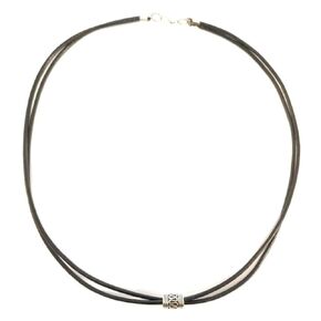 Leather Necklace Tribal Snake Embossed Pendant Layered Black Double Cord Deerskin 20 Inch Gift Boxed Surfer Style Everyday Casual