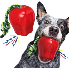 Indestructible Dog Toys for Aggressive Chewers, Tough Dog Chew Toys, Hard Rubber Dog Toys (Apple)