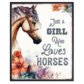 Cowgirl Horse Wall Art & Decor - Rustic Wall Decor - Shabby Chic Boho Wall Decor - Western Home Decor for Women Woman Girls Room, Living room, Bedroom - Country Farmhouse Pictures - Barn Wall Decor