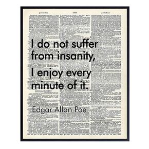 Edgar Allan Poe Quote Art LARGE 11x14 - Typography Dictionary Wall Decor for Bedroom, Living Room, Office - Funny Saying, Unique Gift - Poster - Cool Quotes, Sarcastic Sayings, Funny Sayings Wall Art