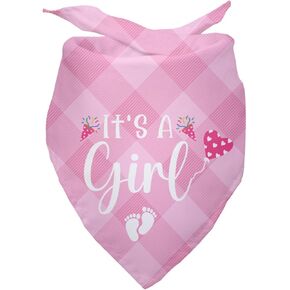 It's a Girl Gender Reveal Baby Announcement Dog Bandana Plaid Pink Dog Bandana Pregnancy Announcement Photo Prop Green Pet Scarf Decorations Accessories for Dog Lovers Owner Gift