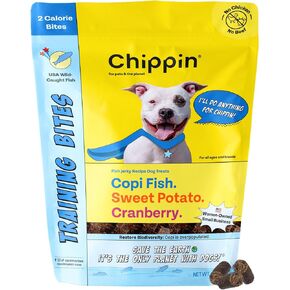 Chippin Fish & Sweet Potato Dog Training Treats (5oz, 1-Pack) | Natural Low-Fat, Low-Calorie Treats | Made in The USA | Grain-Free, Hypoallergenic, Chicken-Free Soft & Chewy for Puppies & All Dogs