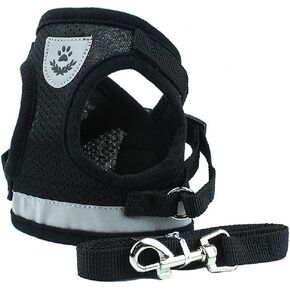 Hypeety Soft Dog Cat Harness with Leash Adjustable Halter Harness No-pull Breathable Mesh Safety Outdoor Reflective Walking Leash Set (Red, XL)