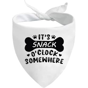 JXGZSO 1 Piece It's Snack O'Clock Somewhere Dog Bandana Funny Dog Bandana (Snack O'Clock Dog)