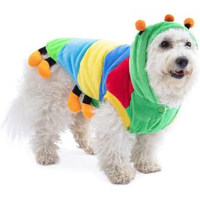 Colorful Halloween Caterpillar Pet Costume Cosplay Clothes Pet Costume for Holliday Party Halloween Decoration Dress Funny Cute Dog Cat Clothes Costume for Small Medium Large Dog Cat Puppy (L)
