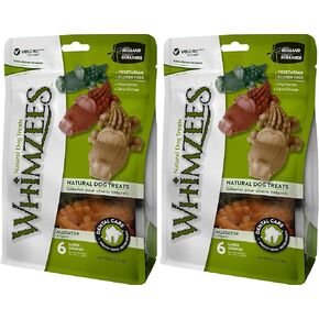 (2 Pack) Natural Grain Free Dental Dog Treats, Alligator.