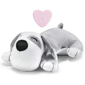 Heartbeat Dog Toy Puppy Toy Dog Anxiety Toy to Separate Relief for Pet Cuddle Soother Comfort Calming Create Training Sleep Aid Behavioral Aid Heartbeat Stuffed Animal, Grey