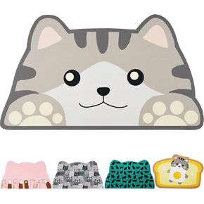 Cat Food Mats for floor, Cat Water Bowl Mats Pet Feeding Absorbent Mat Cat Placemats for Food and Water Grey Small 17.7 * 9.8 inch in Kuwait