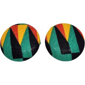 Vondia Designz - Authentic Kente Cloth Stud Button Earrings in Saudi Arabia