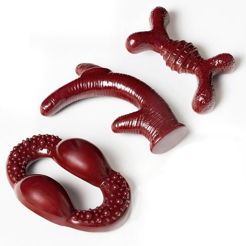 Dog Chew Toys for Aggressive Chewers Large Medium Small Breed Dogs, 3-Pack Indestructible Dog Toys, Tough Dog Bone Chew Toy Durable Dog Toys, Best Extreme Chew Toys (Maroon red) in Saudi Arabia