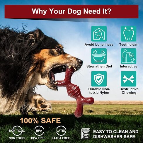 Dog Chew Toys for Aggressive Chewers Large Medium Small Breed Dogs, 3-Pack Indestructible Dog Toys, Tough Dog Bone Chew Toy Durable Dog Toys, Best Extreme Chew Toys (Maroon red) in Saudi Arabia