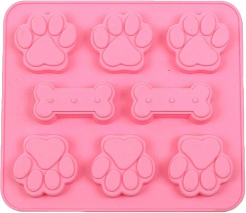 Silicone Mold Dog Bone Paw Homemade Treat, Puppy Dog Paw Shaped, Reusable Molds, Suitable for Microwave Oven, Refrigerator(Dog Bone (Red)) in Saudi Arabia