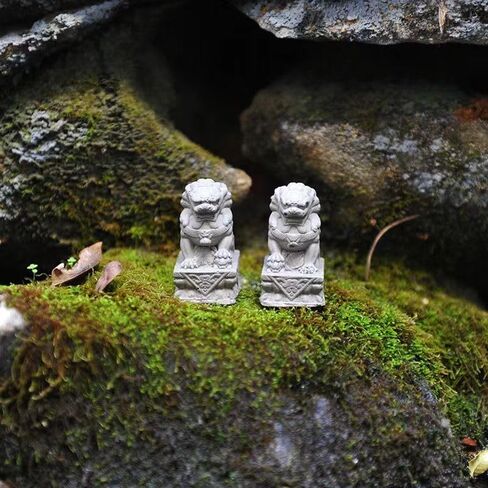 زوج من اثنين صغير الحجم الجارديان الأسود الآسيوية فو فو الكلاب تماثيل حجرية فنغ شوي ديكور خزان الأسماك الزينة حوض السمك الديكور in Kuwait