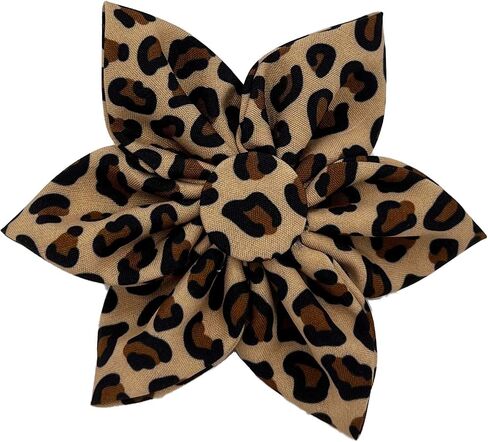 Huxley & Kent Pet Pinwheel | Tan Leopard (Small) | Collar Accessory for Dogs/Cats | Bow Collar Attachment | Cute, Comfortable Accessory | H&K Pinwheel for Pets in Saudi Arabia