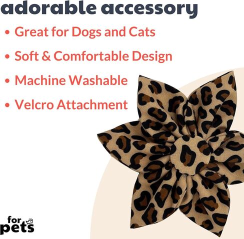 Huxley & Kent Pet Pinwheel | Tan Leopard (Small) | Collar Accessory for Dogs/Cats | Bow Collar Attachment | Cute, Comfortable Accessory | H&K Pinwheel for Pets in Saudi Arabia